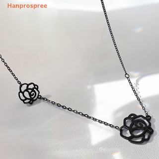 Hanprospree&gt; สร้อยคอโชคเกอร์ จี้ดอกคามิเลีย สีดํา สไตล์เกาหลี โกธิค โรส เครื่องประดับ ของขวัญ