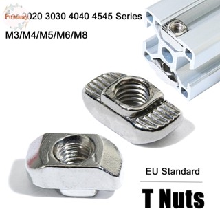 PEWANY น็อตรูเกลียว รูปตัว T M3-M8 Fasteners EU มาตรฐาน เหล็กคาร์บอนหลายขนาด โปรไฟล์อลูมิเนียม สำหรับ 2020 3030 4040 4545 สำหรับปรับปรุงบ้าน 10 50 ชิ้น