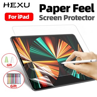 Hexu ฟิล์มกันรอยหน้าจอ PET เนื้อแมตต์ สําหรับ IPad Pro 11 12.9 Air5 Air4 10th 10.9 7th 8th 9th 10.2 Air3 10.5 Mini 4 5 6 Gen 9.7 นิ้ว 2022 2021 2020 2 ชิ้น