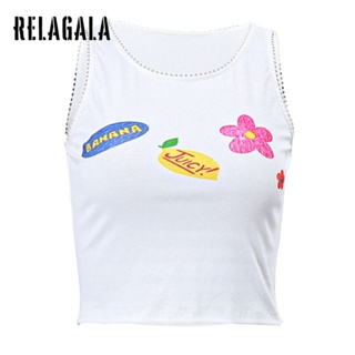 Relagala ใหม่ เสื้อกล้ามลําลอง คอกลม แขนกุด พิมพ์ลาย เซ็กซี่ แฟชั่นสําหรับสตรี 2023