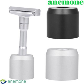 Anemone ฐานวางมีดโกนหนวดเครา อลูมิเนียมอัลลอยด์ ทรงกลม แบบพกพา ปลอดภัย สําหรับร้านตัดผมผู้ชาย