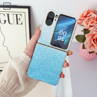 เคสโทรศัพท์มือถือหนัง ฝาพับ แต่งกลิตเตอร์ ไล่โทนสี หรูหรา สําหรับ OPPO Find N2