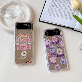 เคสโทรศัพท์มือถือ PC แข็ง กันกระแทก ลายดอกไม้ สีรุ้ง สําหรับ Samsung Galaxy Z Flip 4 5G Z Flip 3