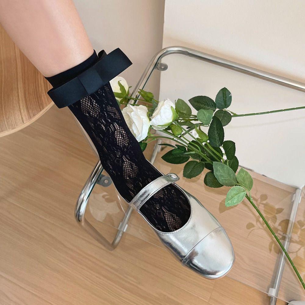 Eende ถุงเท้าผ้าไหม ลูกไม้ ระบายอากาศ ของขวัญ สไตล์โลลิต้า สําหรับผู้หญิง - รูปที่ 2