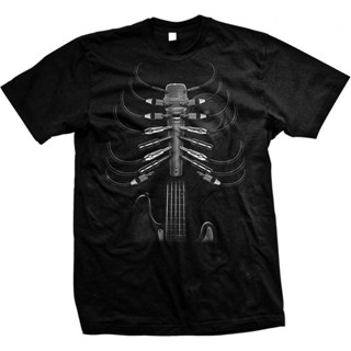 เสื้อยืดแขนสั้น ผ้าฝ้าย พิมพ์ลายกีตาร์ Amped Up Guitar Rib Cages OU46ET565W39180 สไตล์คลาสสิก สําหรับผู้ชาย