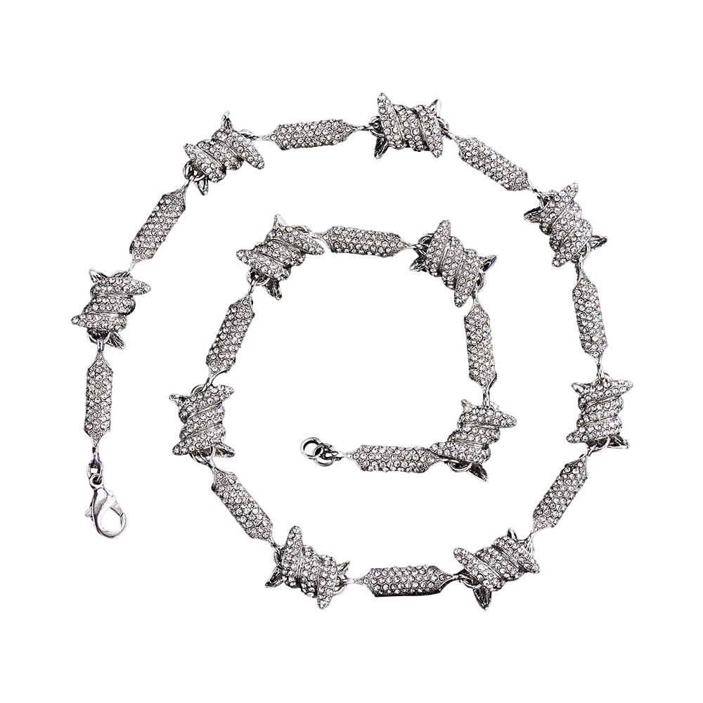 สไตล์ใหม่ยุโรปอเมริกันเพชรเต็มสร้อยคอลวด 3D สามมิติ Hip-Hop Pavé โซ่คิวบา 18 นิ้ว - รูปที่ 3