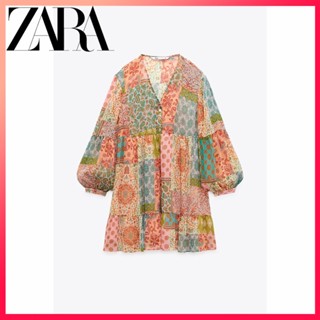 Zara ใหม่ ชุดเดรส พิมพ์ลาย สําหรับผู้หญิง