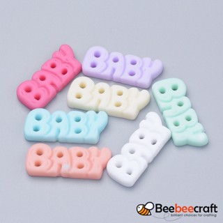 Cabochons Word Baby เรซิ่น คละสี 12x29~30x4 มม. 200 ชิ้น