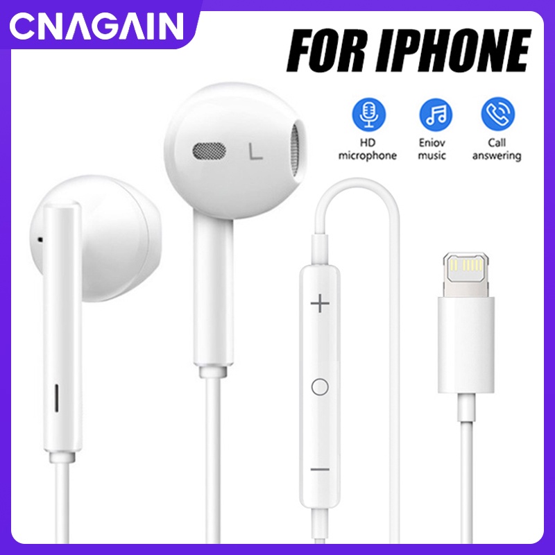 Cnagain iphoen หูฟังเล่นเกม แบบใช้สาย Lightning ตัดเสียงรบกวน พร้อมไมโครโฟน สําหรับ iPhone 14 pro max 13 12 11 xs max 8 7plus iPad air