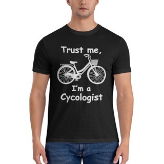 เสื้อยืด ผ้าฝ้าย พิมพ์ลายกราฟฟิค Trust Me IM A Cycologist With Bike สําหรับผู้ชาย