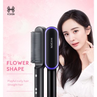 K·SKIN KD380 หวีตรงดัดผมสไตล์เดียวกันและที่หนีบผมตรงแบบ Dual-ใช้ผมไม่เป็นอันตราย Curlers ขี้เกียจผมที่หนีบผมตรง