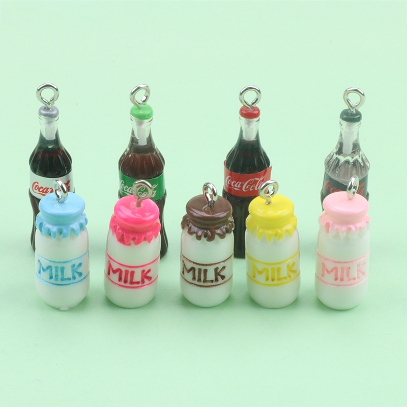 จี้เรซิ่น รูปขวดนมโคล่า แฮนด์เมด DIY สไตล์เกาหลี สําหรับทําเครื่องประดับ ต่างหู