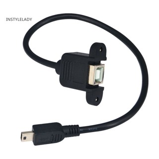 Instylelady สายเคเบิลอะแดปเตอร์ USB Type B USB-B ตัวเมีย พร้อมเมาท์แผง เป็น Mini USB ปลั๊กตัวผู้