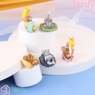 Lanfy ตุ๊กตาฟิกเกอร์ Tom &amp; Jerry น่ารัก PVC ขนาดเล็ก ของเล่นสําหรับเด็ก