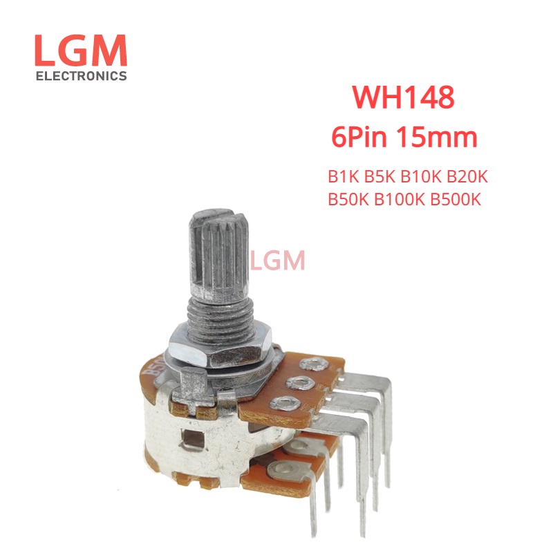 WH148 Potentiometer 6Pin 15 มม.1K 5K 10K 20K 50K 100K 500K B1K B5K B10K B20K B50K B100K B500K