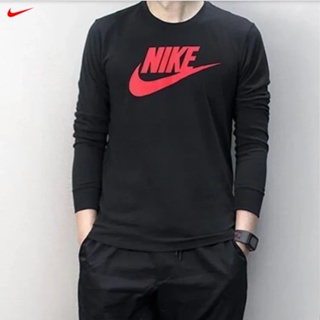 【M Only】nike เสื้อยืดแขนยาว คอกลม ผ้าฝ้ายแท้ 100% ลาย JUST DO IT ระบายอากาศ สไตล์วินเทจ สําหรับผู้ชาย 708467