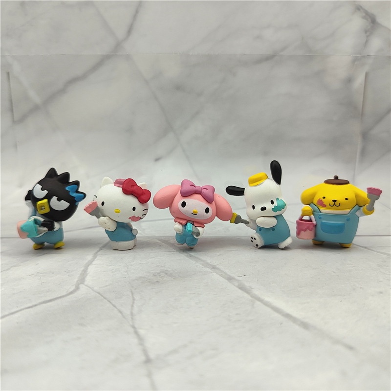 LF1 5pcs Sanrio จิตรกร Series Action Figure Melody Kitty Purin Pachacco XO ตุ๊กตาของเล่นสําหรับของขวัญเด็กตุ๊กตา FL1 - รูปที่ 2