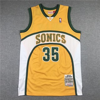 ขายดี SuperSonics Retro 2007-2008 NBA Mitchell &amp; Ness Seattle สําหรับผู้ชาย #เสื้อกีฬาบาสเก็ตบอล ลายทีม Jennifer Durant Jersey 35 สีเหลือง 737071