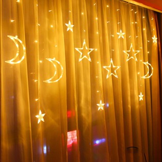 LED Fairy Lights 3.5m Star Moon LED Curtain Lights Garland Wedding Decorative Lamp Home Garden