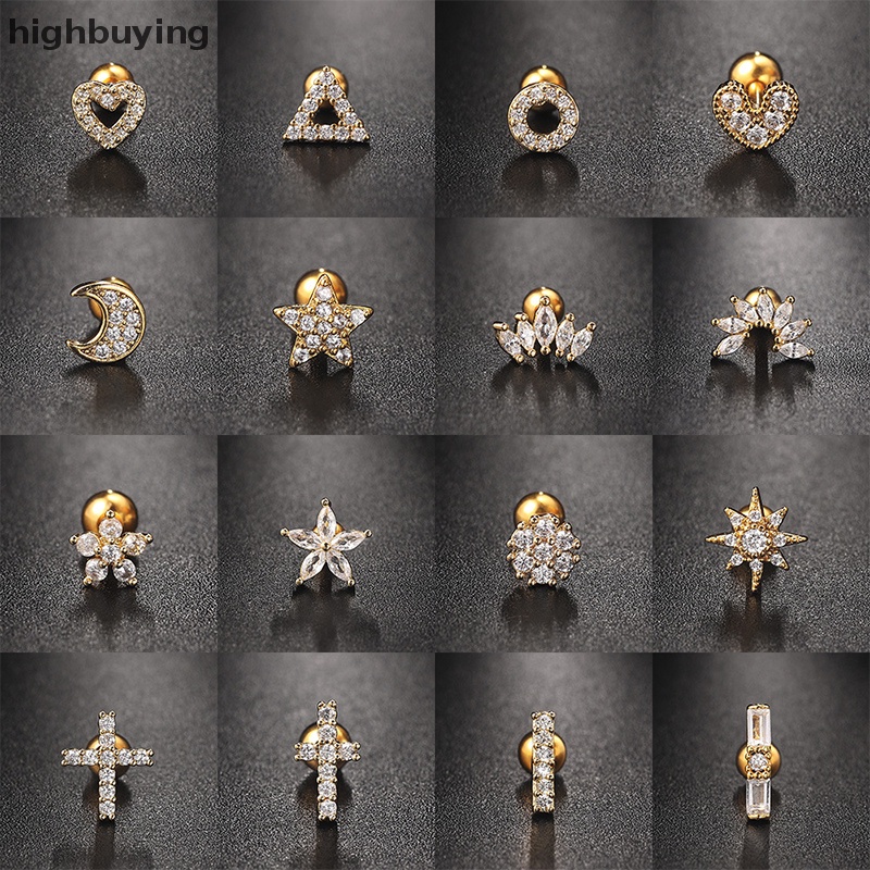 [highbuying] ต่างหูเพทาย กระดูกหู กระดูกอ่อน ต่างหูเกลียว ต่างหูสตั๊ด เครื่องประดับร่างกาย ของขวัญใหม่ พร้อมส่ง 1 ชิ้น