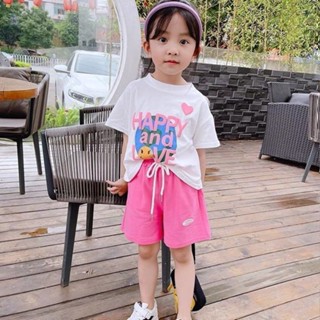 ❤พร้อมส่ง❤ชุดเสื้อแขนสั้น ชุดเซ็ทเด็กผู้หญิง ชุดเด็กผู้หญิง ลวดลายน่ารัก เสื้อยืด กางเกงขาสั้น แฟชั่นฤดูร้อน อายุ3-12 ปี