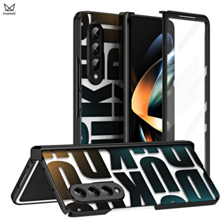 เคสโทรศัพท์มือถือชุบไฟฟ้า แบบพับได้ พิมพ์ลายตัวอักษร สําหรับ Samsung Galaxy Z Fold 4 Fold4 |ส่งฟิล์ม | การป้องกัน | พับสะดวก Blac