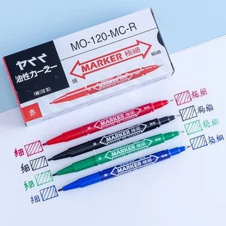 ปากกามาร์กเกอร์ หัวคู่ ขนาด 0.5 มม. 1.0 มม. กันน้ํา แบบแห้งเร็ว สีดํา น้ําเงิน แดง เขียว สําหรับนักเรียน สํานักงาน เครื่องเขียน 1 ชิ้น