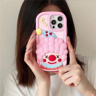 เคสโทรศัพท์มือถือซิลิโคน ลายการ์ตูนโจ๊กเกอร์ 3D สีชมพู สําหรับ iPhone 14 13 12 Pro Max 11 14promax