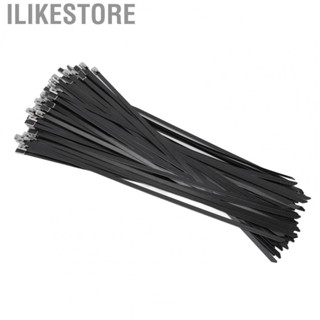 Ilikestore Black Zip Ties Polished Stainless Steel Cable Ties Wear Resistant Corrosion Resistant for Electric Box