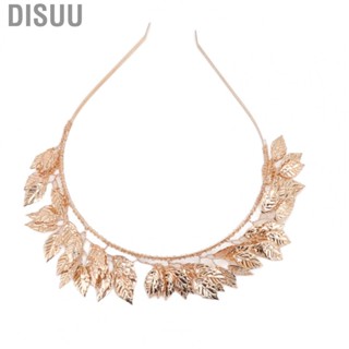 Disuu Metal Leaf Crown Hair Band  Easy To Stretch Gold Undamaged End Hand Woven Baroque Metal Leaves Hair Hoop  for Wedding