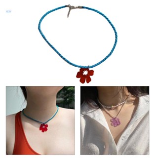 NERV Retro Braided Nylon Rope Flower Necklace Female Hip-hop Cold Wind Neck Chain