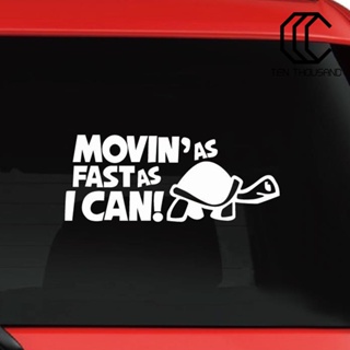 [COD]☸สติกเกอร์รูปลอก ลายการ์ตูน Movinas Fast as I Can Tortoise สําหรับติดตกแต่งหน้าต่างรถยนต์