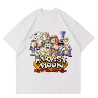 พร้อมส่ง ผ้าฝ้ายบริสุทธิ์ T-Shirt    kaos HARVEST MOON baju tshirt bootleg vintage pria wanita dewasa remaja anak tee ma