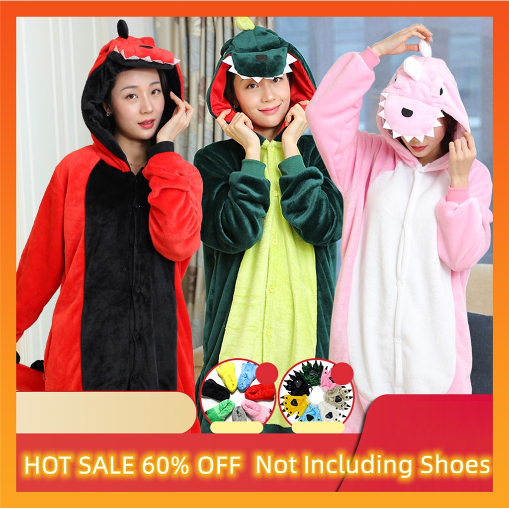 Kigurumi ชุดนอนจั๊มสูท วันพีช คอสเพลย์ไดโนเสาร์ ผ้าสักหลาด สําหรับผู้หญิง และผู้ชาย