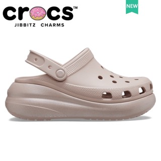 crocs แท้ Crush Shimmer Clog รองเท้าไปทะเล  สีชมพู แวววาว สําหรับผู้หญิง#208591