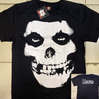 เสื้อยืดแขนสั้น พิมพ์ลายวงร็อค Misfits สีดํา