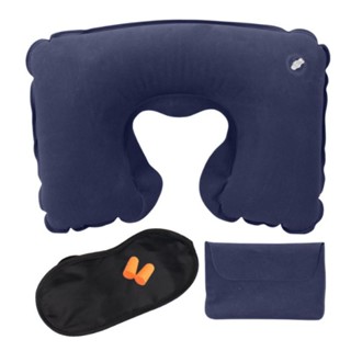 หมอนรองคอ หมอนเป่าลม ชุดเดินทาง ซื้อ 1 ได้ถึง 3 เบา (Travel pillow set) หมอนพกพา หมอนรองคอ หมอนรองคอ