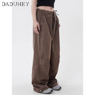 DaDuHey🎈 Womens 2023 Summer American Style High Street Slimming High Waist Strap Design Sense Wide-Leg Fashion Wide Leg Pants