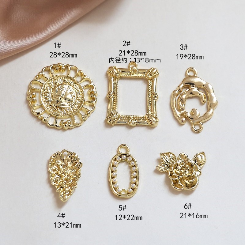 สไตล์ยุโรปและอเมริกากรอบรูปเรียบง่ายกุหลาบรูปทรงเรขาคณิตคู่แขวนจี้ DIY แฮนด์เมดเครื่องประดับต่างหูสร้อยคอวัสดุอุปกรณ์เสริม