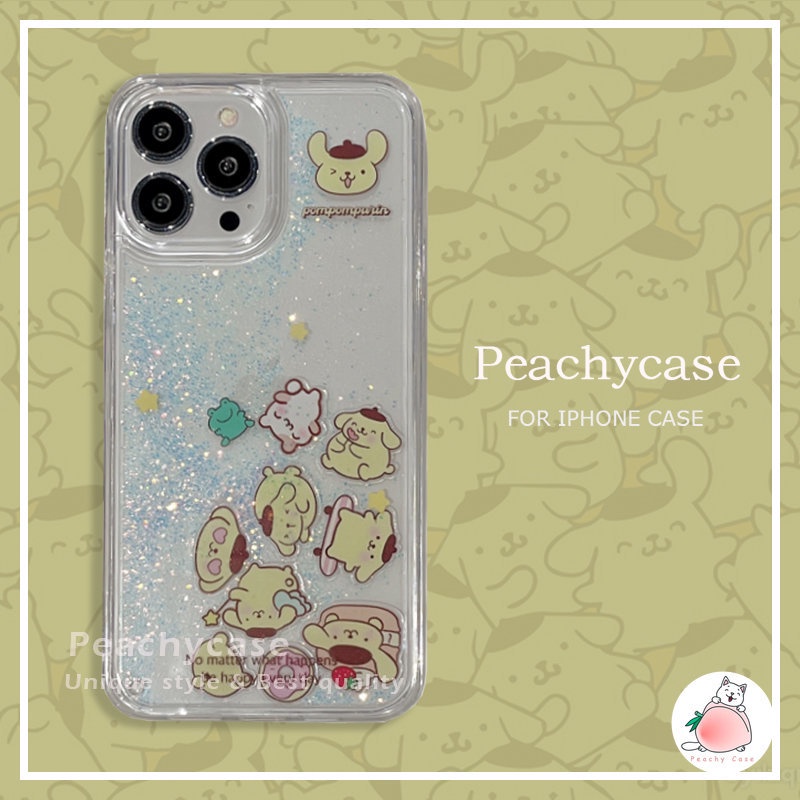 เคสโทรศัพท์มือถืออะคริลิค PC แข็ง กันกระแทก ปิดด้านหลัง ลายการ์ตูนสุนัขสีเหลือง แต่งกลิตเตอร์ สําหรับ iPhone 15 14 13 12 Pro Max 11 Xr Xs 6 7 8 Plus