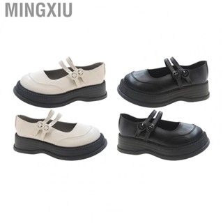 Mingxiu Girls Leather Shoes  Soft Lining Leather Shoes Thick Soled Vintage  for Girls for Female