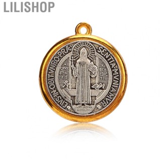 Lilishop acrylic box Saint Benedict Medal Rustproof Metal St. Benedict Medal Pendant Mens Boys Religious Gift Catholic Medals