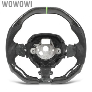 Wowowi Car Steering Wheel   Oxidation Perforated Leather Green Stitching Steering Wheel  for Auto