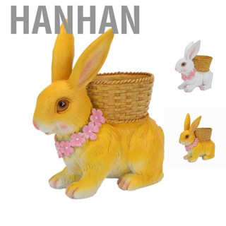 Hanhan Rabbit Flowerpot Resin Process Rabbit Ornament with Back  Outdoor Decoration for Courtyard Garden