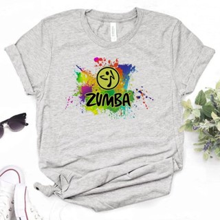 เสื้อยืด ลาย Zumba Dance สีเทา แฟชั่นสําหรับผู้หญิง