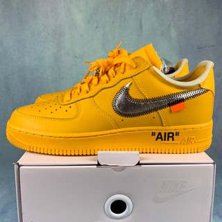 【GOD】Off-White X Air Force 1 Low 07" University Gold" DD1876-700 AF1 รองเท้าผ้าใบ สําหรับผู้ชาย และผู้หญิง eur36--47.5 PIGI