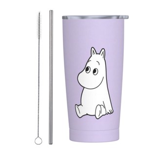 Moomin แก้วกาแฟสเตนเลส พิมพ์ลายมูมิน พร้อมฝาปิด และหลอด 20 ออนซ์