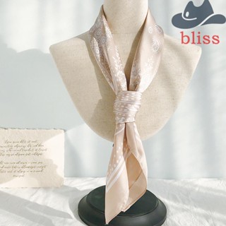 BLISS ผ้าพันคอ ผ้าคลุมไหล่ ผ้าซาติน พิมพ์ลายดอกไม้ ขนาดเล็ก 70 เซนติเมตร