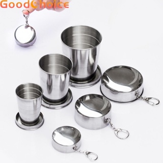 【Good】Cup Three Section Cup 60ml/ 150ml/ 250ml Folding Cup Silver Stainless Steel【Ready Stock】