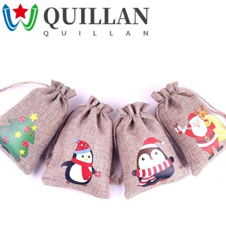 Quillan ถุงผ้าฝ้ายผ้าลินินถุงของขวัญคริสต์มาสเครื่องประดับคริสต์มาส